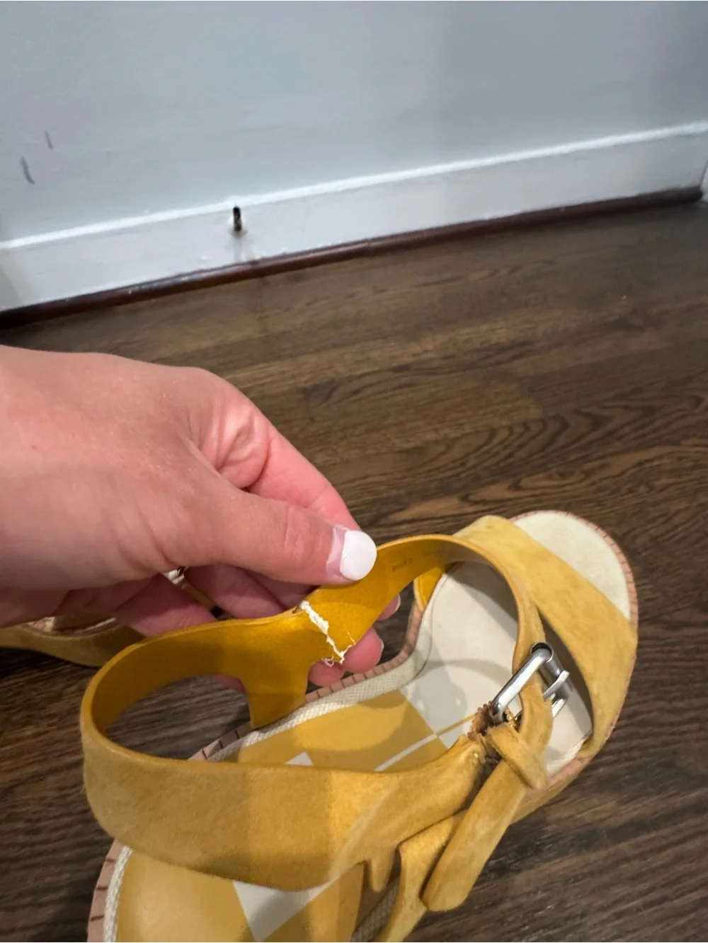 Dolce Vita Platform Suede Ankle-Strap Sandals in Mustard Yellow